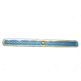 Estate 14k Yellow Gold 1930's Powder Blue White Enamel Cultured Pearl Bar Pin