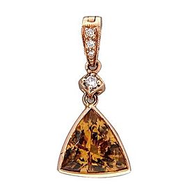 14K Rose Gold with 1.89ct Precious Topaz & Diamond Triangle Vintage Enhancer Pendant