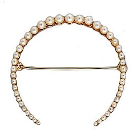 Vintage Antique 3.2 To 4.1mm 42 Silver White Pearl 14k Pink Gold Horse Shoe Pin