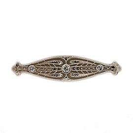 Estate 1935 Engraved Platinum Top Yellow Gold Base Deco Filigree Diamond Pin