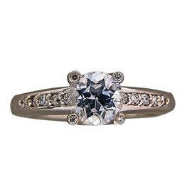 14k White Gold Sapphire Diamond Vintage Ring Size 6