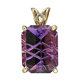 Vintage 14K White Gold & 10.71ct Fantasy Cut Bright Purple Amethyst Pendant