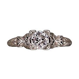 Vintage Art Deco Platinum with .50ct Old European Diamond Engagement Ring Size 6.5
