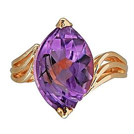 14K Yellow Gold with 3.50ct Amethyst Ring Size 6.75