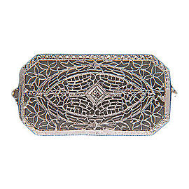 Vintage Pierced Filigree Art Deco 14k Gold .02CT Single Cut Round Diamond Pin
