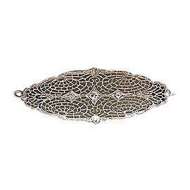 Vintage Esem Edwardian Art Deco 14k Gold Platinum Pierced Filigree Diamond Pin