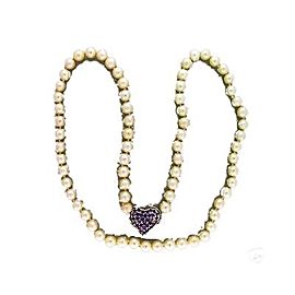 14K White Gold with Pearl & Amethyst Necklace
