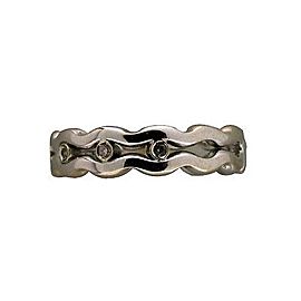 Vintage 14K White Gold Open Work 7 Diamond Band Ring Size 7