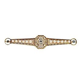 Vintage 1930 Art Deco Pierced Yogo Montana Sapphire 14k Green Gold Pearl Bar Pin