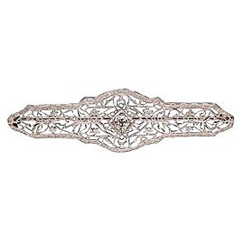 Vintage 1940s 14k Gold Open Work Pierced Pin 0.18ct Old European Cut Diamond