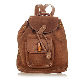 Gucci Bamboo Suede Drawstring Backpack
