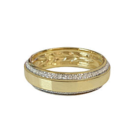 David Yurman Beveled Band Ring In 18k Yellow Gold With Pave Diamonds