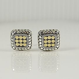 John Hardy Sterling Silver 18K Yellow Gold Square Dot Earrings