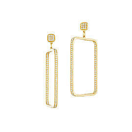 Piece Square Diamond Drop Earrings - Medium