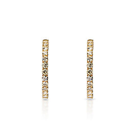 True 10 Carat Round Brilliant Diamond Hoop Earrings in 14k Yellow Gold