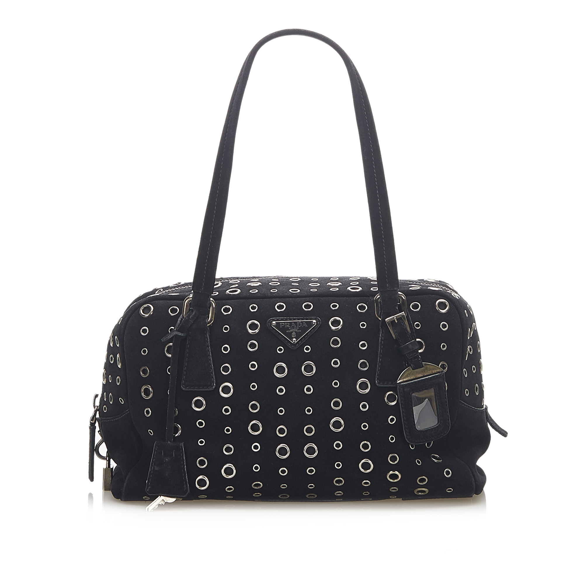 Prada Grommet Velvet Shoulder Bag