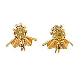 Diamond Blue Gemstone Gold Retro Earrings