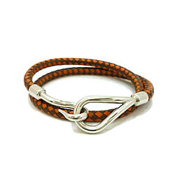 HERMES Leather Jumbo Hook Double Wrap Bracelet