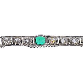Van Cleef & Arpels Art Deco Diamond Emerald Platinum Bracelet