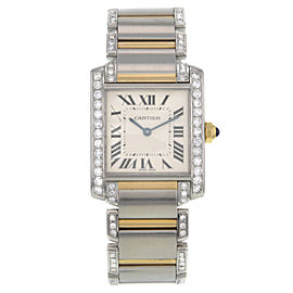 Cartier Tank Two Tone Diamond 28mm Quartz Watch