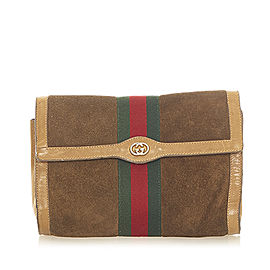 Web Suede Clutch Bag