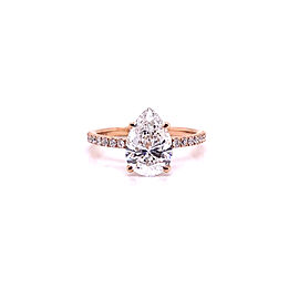 2 Carat Pear Shaped Lab Grown Diamond Engagement Ring.18K Rose Gold. IGI Certified