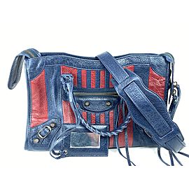 Balenciaga Bicolor Small City 2way with Strap Navy Red 2bal73 Blue Leather Shoulder Bag