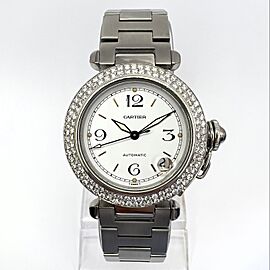 CARTIER PASHA Automatic 35mm Steel 1.81TCW DIAMOND Watch