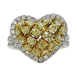 2.99 Carat Natural Fancy Yellow Diamond Heart Cluster Ring
