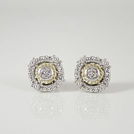 Judith Ripka Sterling Silver & 18K Yellow Gold Garland Diamond Stud Earrings