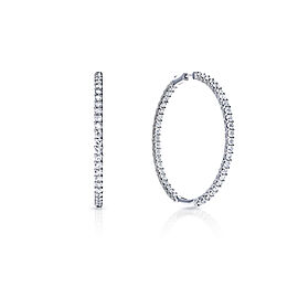 True 12 Carat Round Brilliant Diamond Hoop Earrings in 14 Karat White Gold