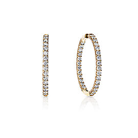 True Carat Round Brilliant Diamond Hoop Earrings in 14 Karat Yellow Gold