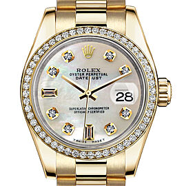 Rolex 31mm Presidential White Mother Of Pearl Diamond Dial Diamond Bezel