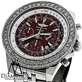 Breitling for Bentley A25362 Bronze Dial Stainless Steel Watch with Custom Diamond Bezel