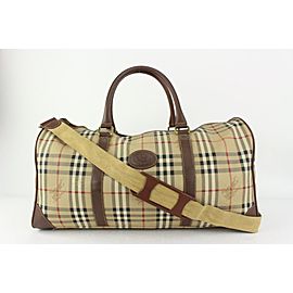 Burberry Beige Nova Check Boston Duffle Bag with Strap Travel 827bur92