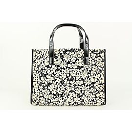 Burberry Black x White Floral Shopper Tote with Nova Check Pouch 922Bur86