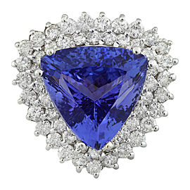12.72 Carat Tanzanite 14K White Gold Diamond Ring