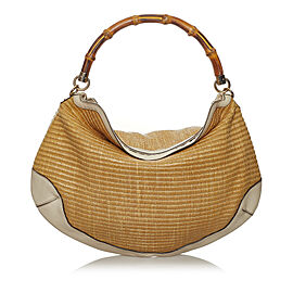 Gucci Bamboo Peggy Raffia Hobo Bag