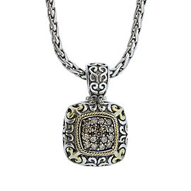 Effy Balissima Two Tone Light Brown Diamond Square Pendant Necklace