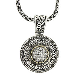 Effy Balissima Two Tone Diamond Disc Pendant Necklace
