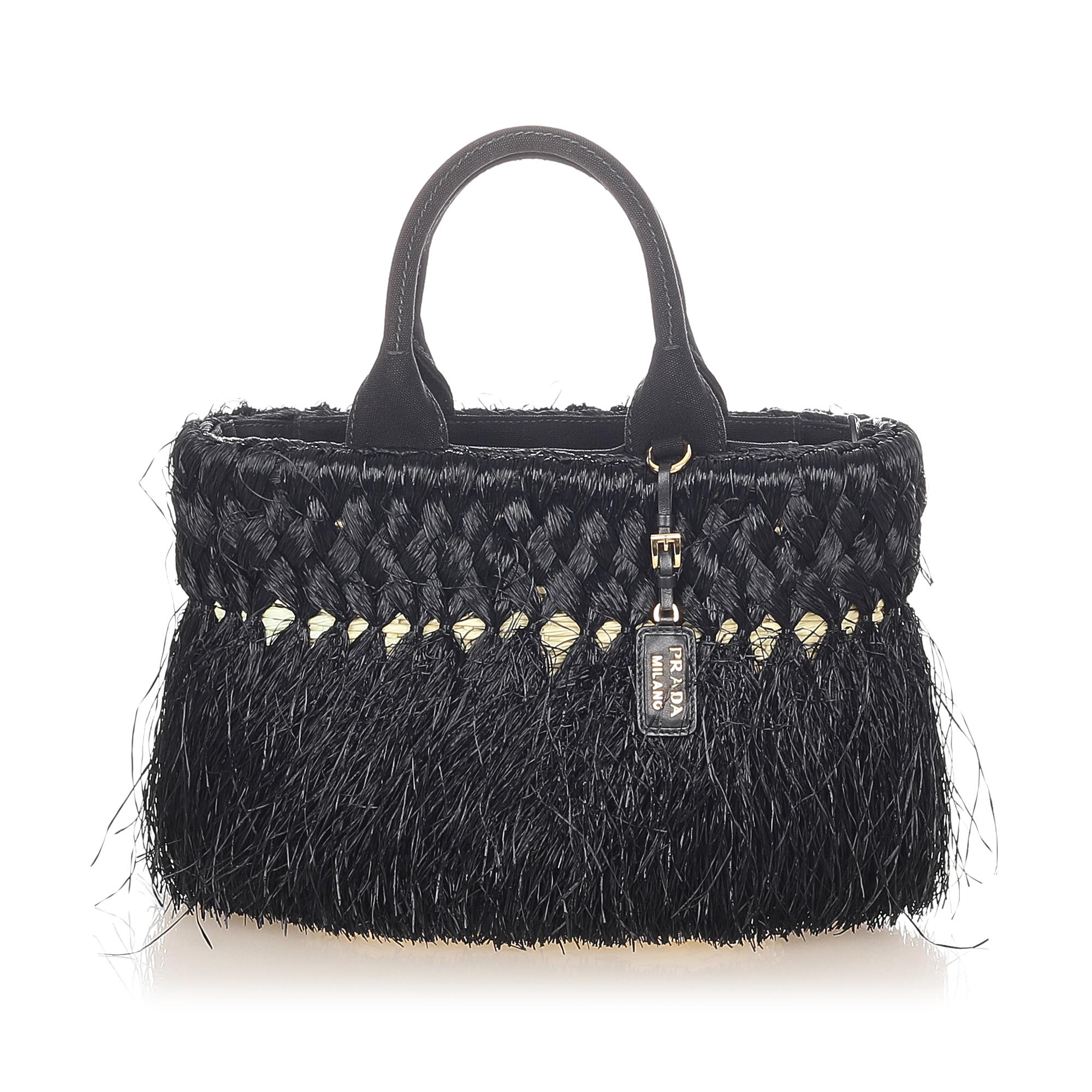 Prada Fringes Raffia Satchel