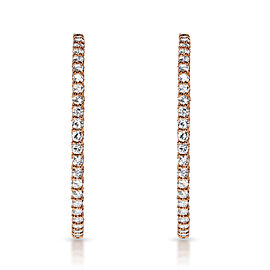 True 1.75 inch diameter 9 Carat Round Brilliant Diamond Hoop Earrings in 14k Rose Gold