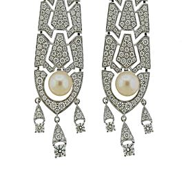 Cartier 6.35 Carat Diamond Pearl Gold Drop Earrings