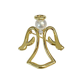 Mikimoto Yellow Gold Pin Brooch Angel Pearl Motif
