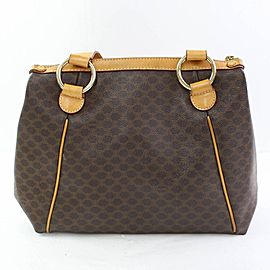 Céline Macadam Monogram Tote 867027 Brown Coated Canvas Satchel