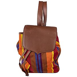 Céline Striped Multicolor 3cel61 Brown Canvas X Leather Backpack
