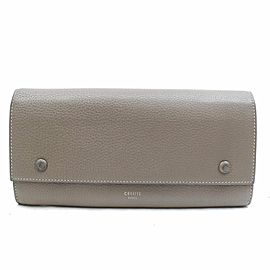Céline Taupe Bicolor Grey-taupe Yellow Bifold Snap Large Long Flap 870980 Wallet