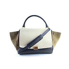 Céline Trapeze Tricolor 2way 9cer0530 Ivory X Olive X Black Leather Cross Body Bag