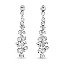 True 18K White Gold 3.15 Cttw Round Diamond Waterfall Drop Dangle Stud Earrings (H-I Color, VS1-VS2 Clarity)