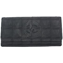 Chanel Black New Line Long Flap Wallet 71ccs126